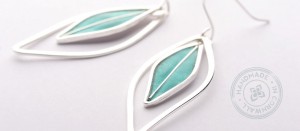 green leaf enamel earrings