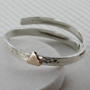 Christening bangle with gold heart