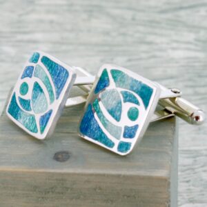 green and blue enamel cufflinks