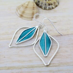 enamel leaf earrings