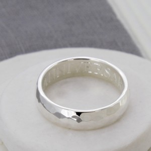 personalised hammered silver man's ring