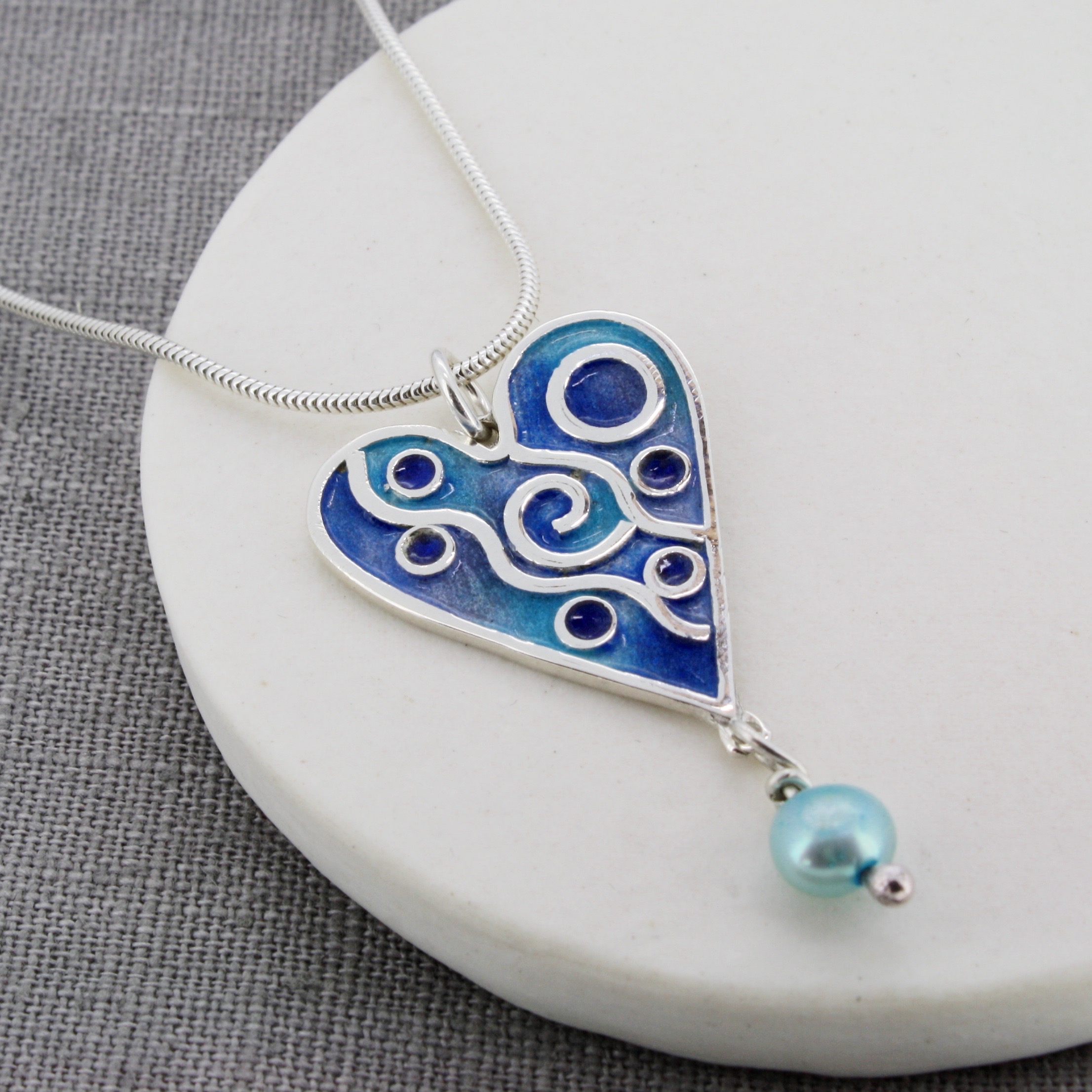 blue enamel pendant