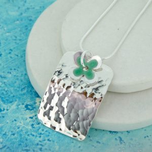 enamelled daisy personalised pendant