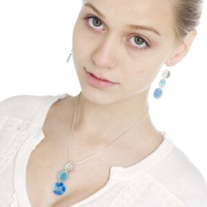 enamelled blue discs jewellery set