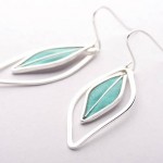 green enamel leaf earrings