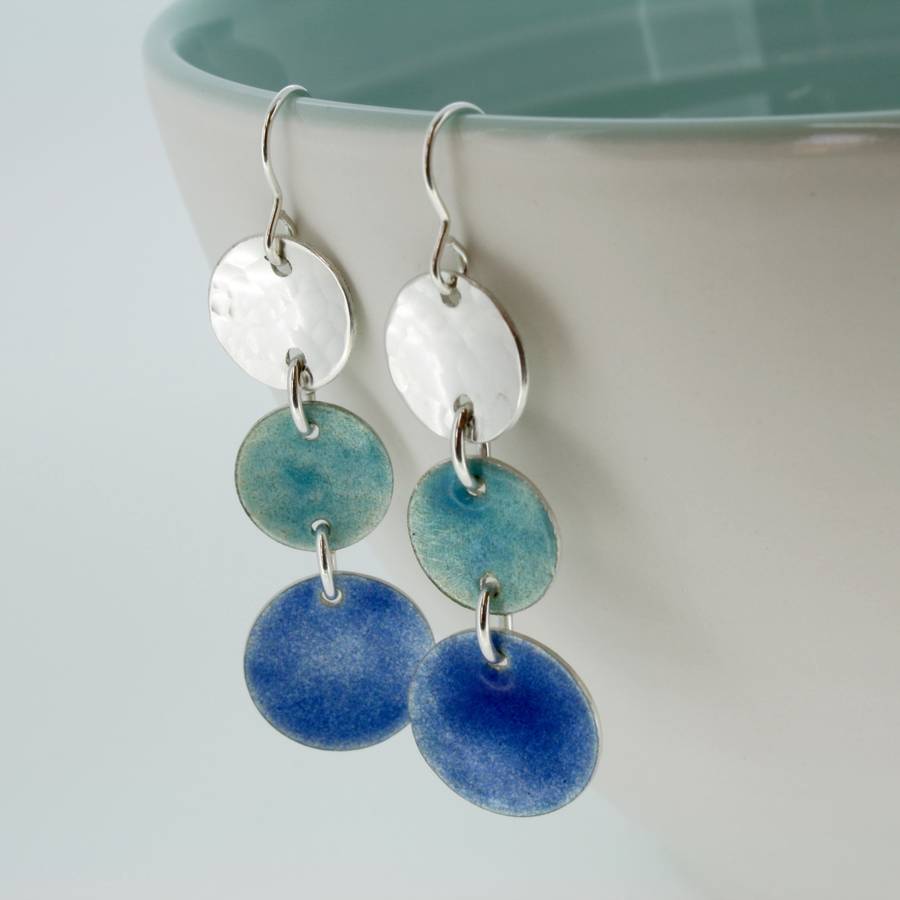 Textured Blue Copper Enamel Earrings – Basket of Blue