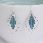 green enamel leaf earrings