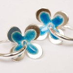 enamel daisies hoop earrings