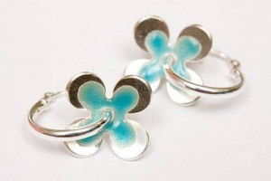 enamel daisies hoop earrings