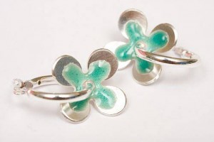 enamel daisies hoop earrings