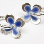 enamel daisies hoop earrings