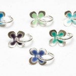 enamel daisies hoop earrings