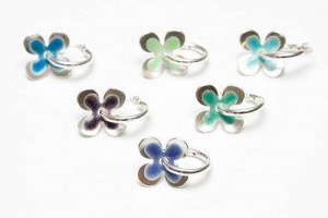 enamel daisies hoop earrings