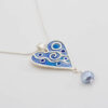 blue enamel heart pendant with personalised message