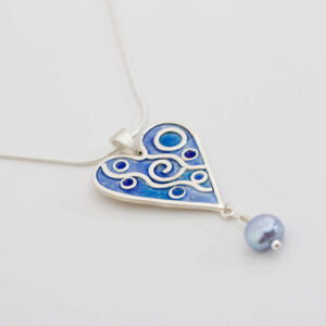 blue enamel heart pendant with personalised message