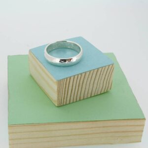 Man's personalised hammered silver ring