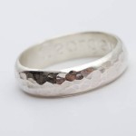 Man's personalised hammered silver ring