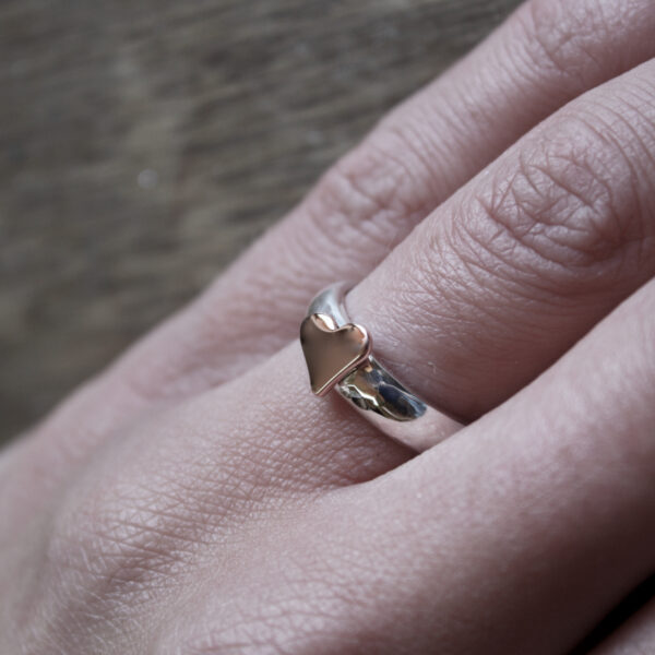 Portscatho Gold Heart Personalised Ring