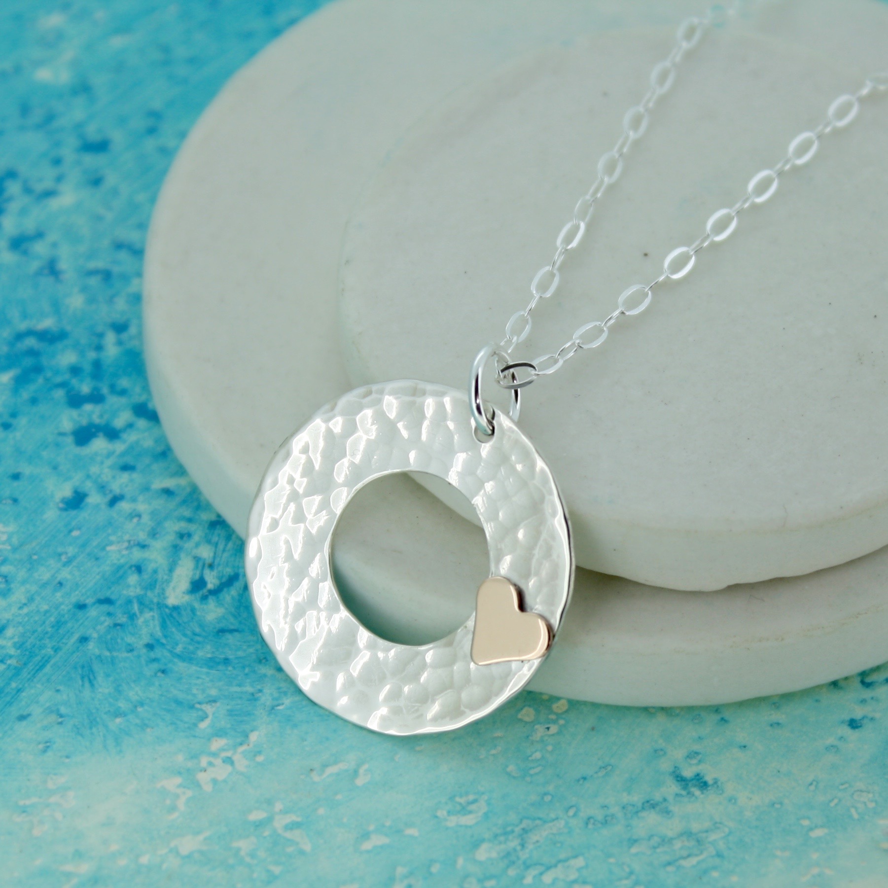 Little Sterling Silver Hammered Disc Circle Necklace | The British Craft  House