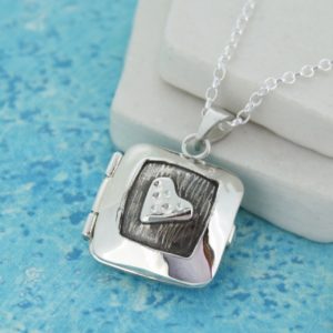 Silver heart photo locket