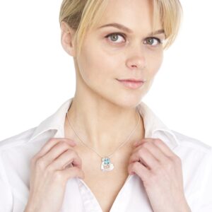 Blue flower heart necklace