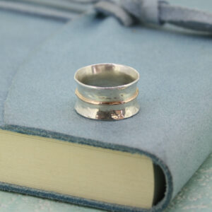 Silver and gold contemporary ring