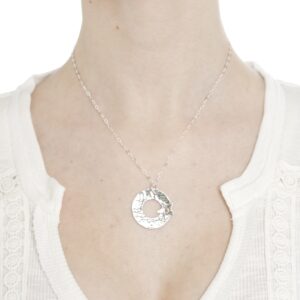 Hammered personalised disc pendant with star