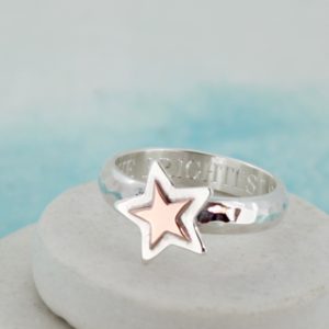 gold star personalised ring
