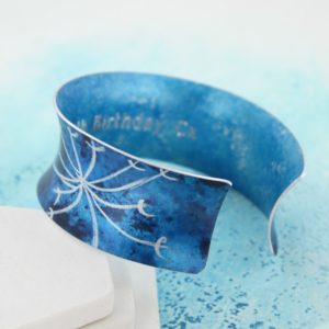 personalised blue aluminium cuff bangle