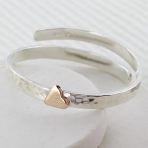 Gold heart personalised baby bangle