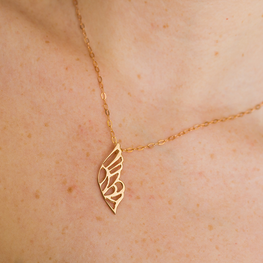 Gold butterfly wing necklace