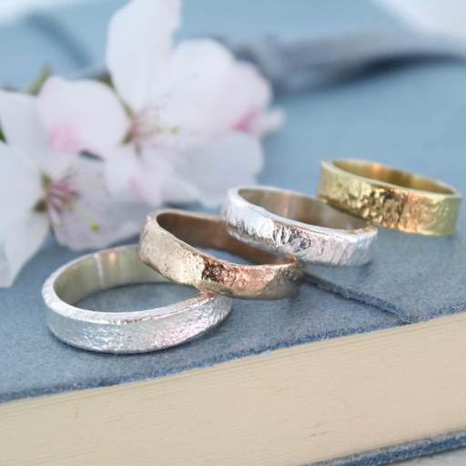 Organic gold wedding rings