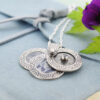handmade textured silver photo locket with aquamarine