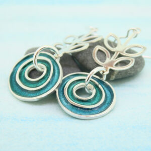 Scandi inspired green enamel earrings