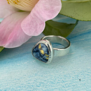 Blue enamel ring with gold detail