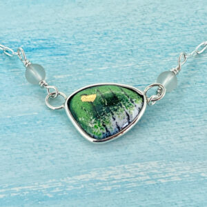 green and gold enamel necklace