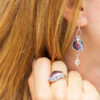 Raspberry pink and gold enamel earrings - Image 4