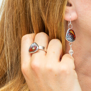 red enamel earrings and ring