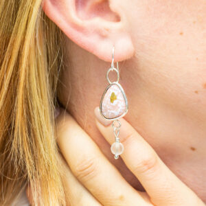 pink copper and enamel earrings