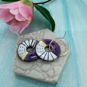 purple enamel hoop earrings