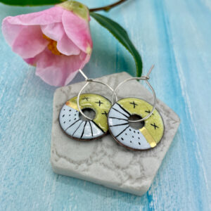 Spring yellow enamel hoop earrings