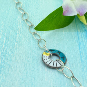 Silver and turquoise enamel bracelet
