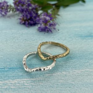Cornish sand textured wishbone wedding ring