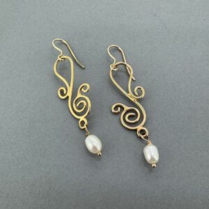 Gold vermeil scroll earrings with pearls